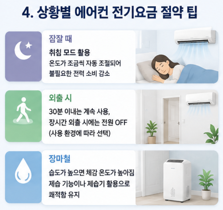 상황별 에어컨 전기요금 절약 팁