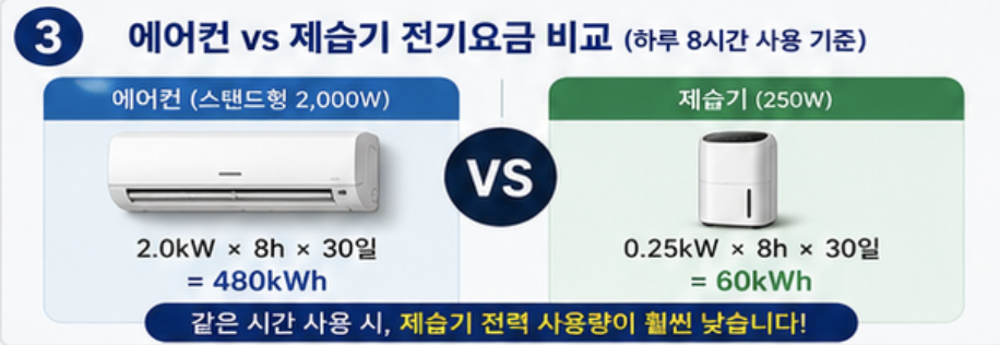 에어컨 제습기 전기요금 비교