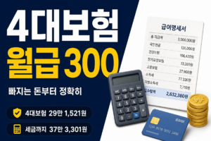 4대보험 실수령액 계산|월급 300만 원이면 29만 원 빠집니다 (2026 요율) 4대보험 월급 썸네일