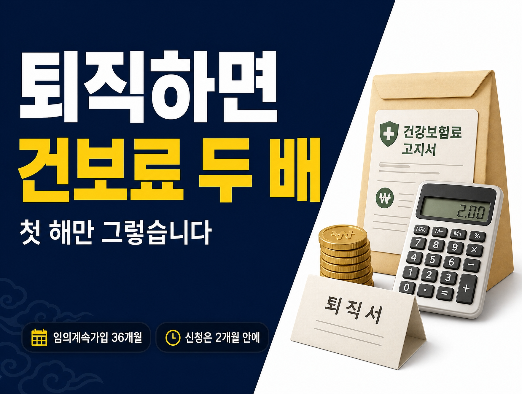 퇴직하면 건강보험료 두 배로 옵니다|지역가입자 전환·임의계속가입 (2026 기준)