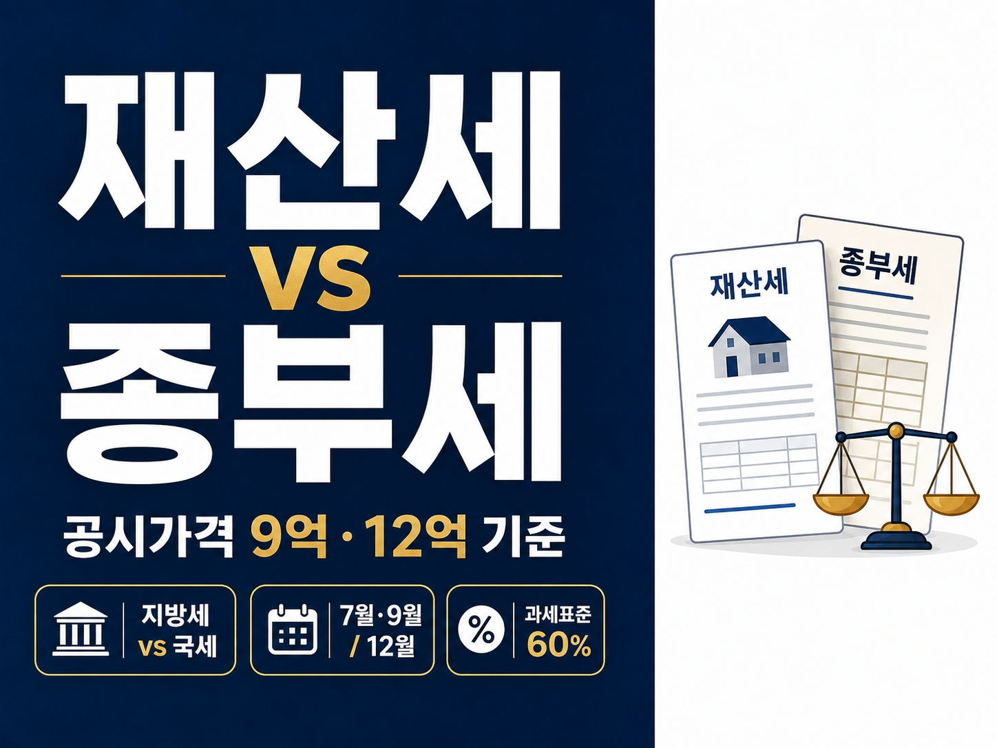재산세 종합부동산세 차이 총정리|1주택자 공시지가 과세표준 및 납부 시기 비교 재산세 종부세 차이 썸네일