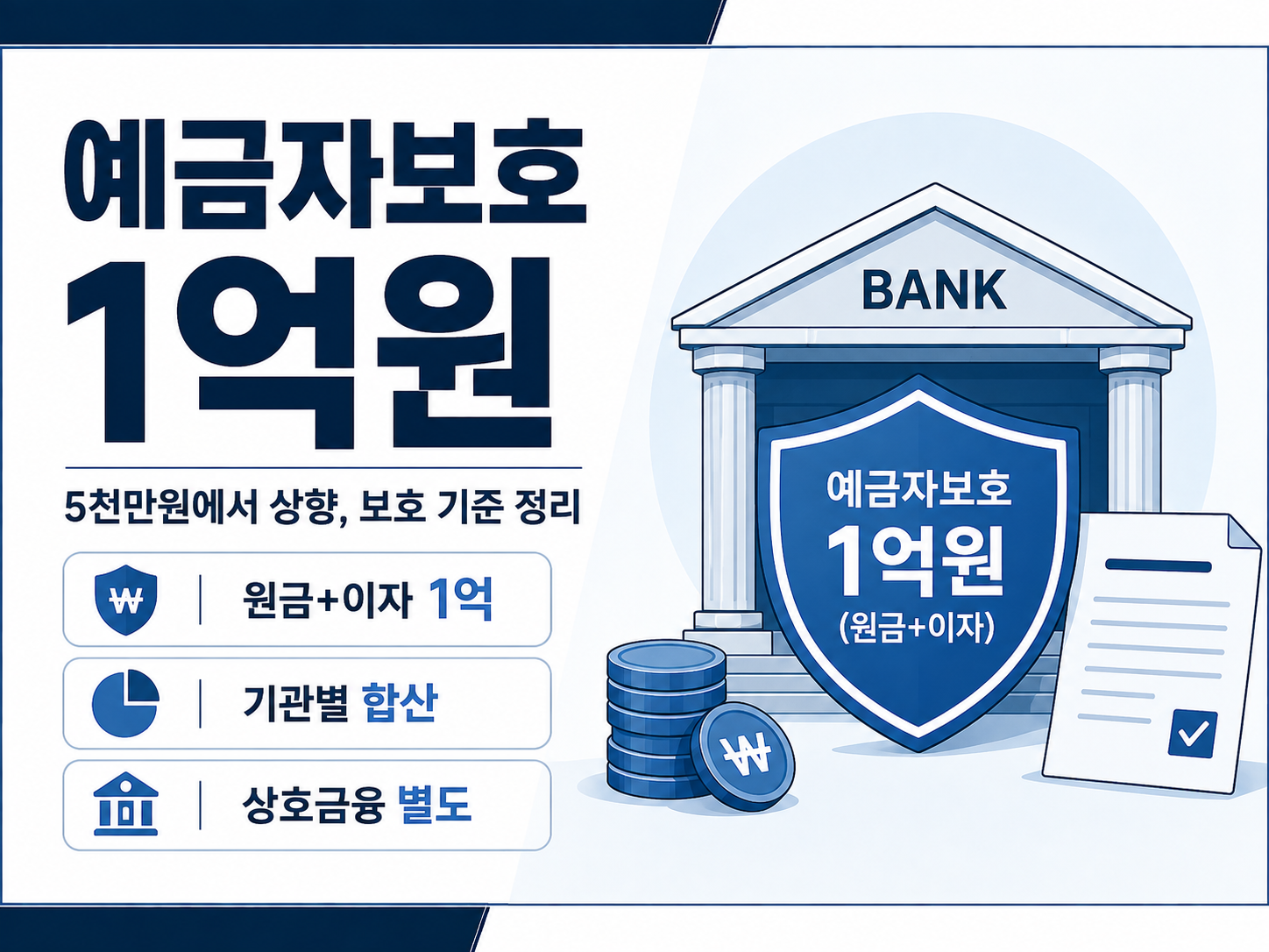 예금자보호제도 1억원 한도와 보호 대상 금융기관을 안내하는 인포그래픽 썸네일