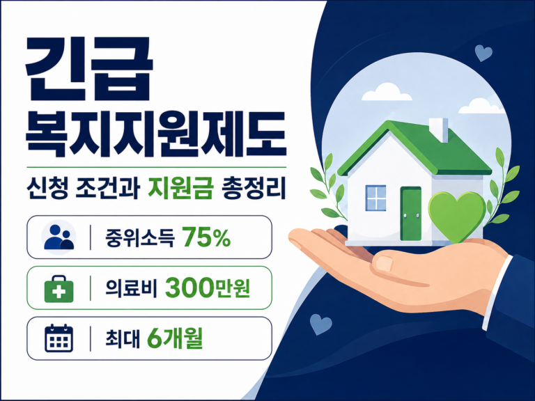 긴급복지지원제도 신청 조건과 위기 상황별 지원금을 안내하는 인포그래픽 썸네일