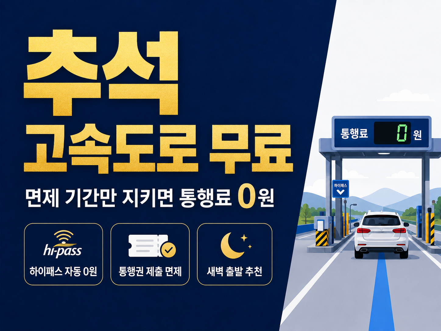 추석 고속도로 통행료 무료
