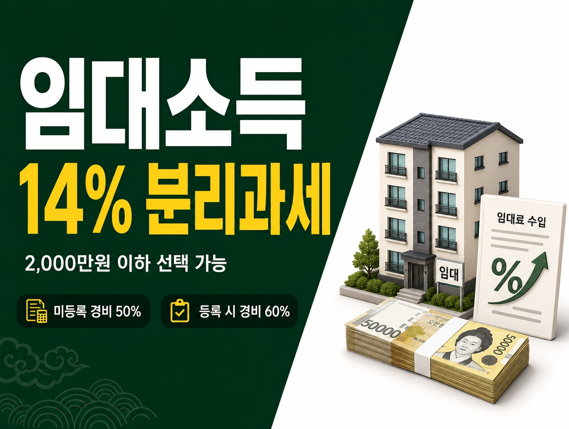 주택 임대소득세 안내 — 2,000만 원 기준·분리과세 총정리 (2026)