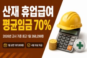 산재 휴업급여 계산기 2026 — 평균임금 70%·최고 268,299원 총정리 산재 휴업급여 썸네일
